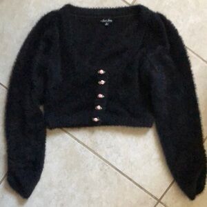 S For Love and Lemons Cropped Fluffy Sweater